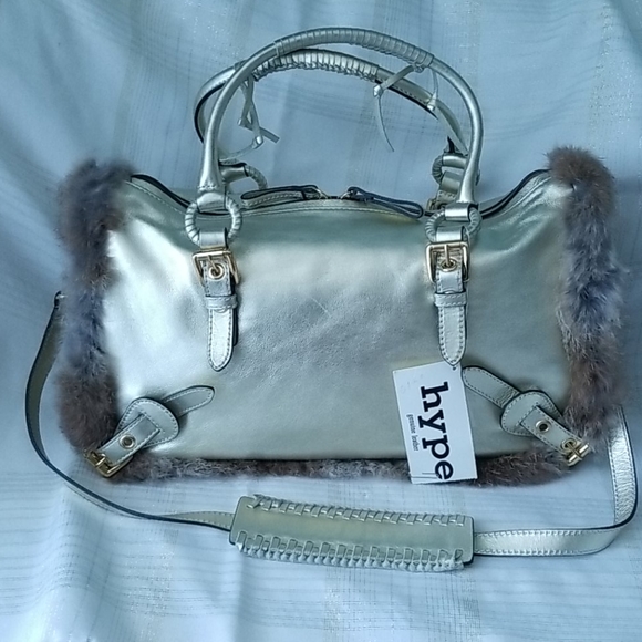 Satchel Bag With Fur Trim - Picture 2 of 9